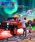 Family dancing by SUV with Six Piece Dope Underglow Neon Accent Strip Lights With 300 LEDs RGB Multi Color DIY Sound Active Music Mode