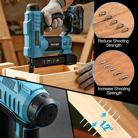 Legendary 18 Gauge Cordless Brad Nailer And Nail Gun With Fast Charge Battery Pack for precision nailing adjustments and wooden frame assembly.