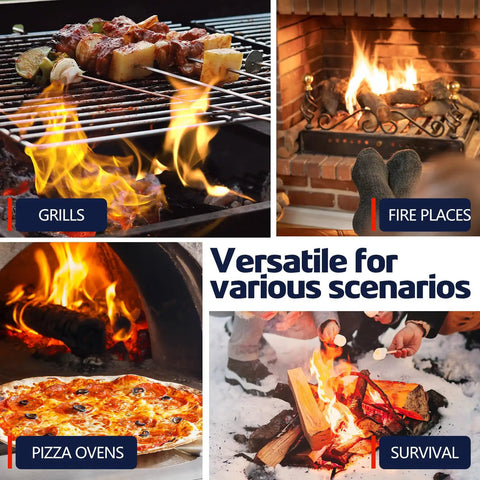 Versatile use of 72 Pack Extra Long Fire Starters For Grill Fireplace Camping And Survival Kit With 12 Minute Burn Natural Pine Wood And Food Grade Wax.