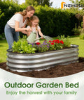Tough Oval Galvanized Raised Garden Bed For Outdoors, Open Bottom Metal Planter Box Ideal For Vegetables, Flowers, And Herbs, 4x2x1 Ft