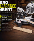 Heavy Duty Zero Clearance Miter Saw Insert For Ryobi 10 Inch Tss103 positioned on miter saw with precision fit and workpiece support.