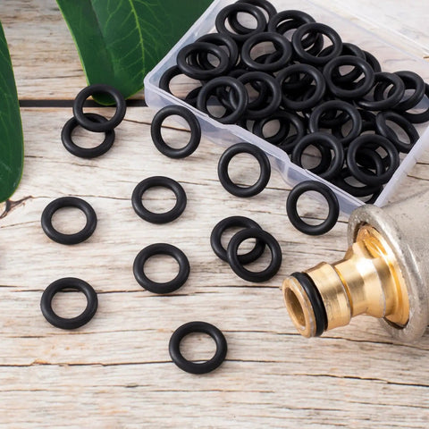 50 Pack Thickened O-Rings Set For 1/4 Inch And M22 Quick Connect, Pressure Washer Replacement Seals On Wood Surface