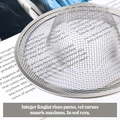 Heavy Duty Mesh Sink Strainers 40 Pack Stainless Steel Drain Screens Size 4 5 Inch on top of a flat surface.