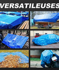 Heavy Duty Waterproof Tarp 8x10 Feet 2 Pack Blue Tarpaulin 8 Mil Thick With Metal Grommets Outdoor Tent Cover For Rainy Emergencies