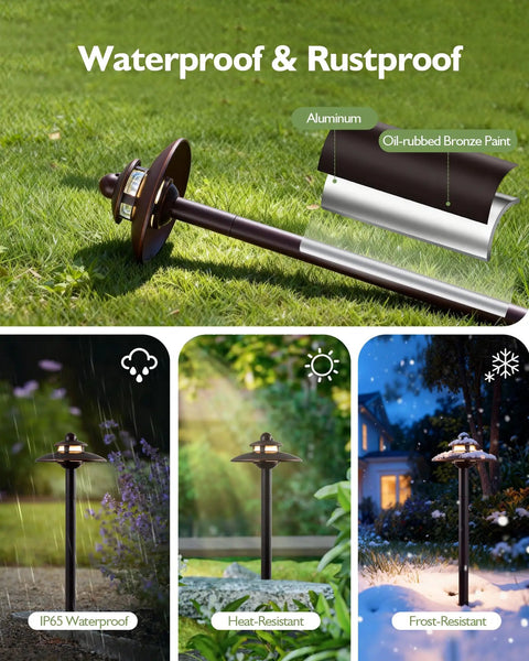 3CCT Low Voltage Landscape Path Lights With Adjustable 2700K 3000K 4000K Color Temps 12V 3.87W Outdoor Walkway Lighting aluminum features