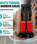 Heavy Duty Semi Electric Pallet Stacker Boasting 3,306 Lbs Capacity And Nearly Eight Feet Lift Height For Smooth Forklift Work In Your Warehouse, featuring 7.1 inch direction wheels.