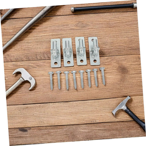 Built Like A Tank Rock Solid Wall Mounted Fence Post Hinges Set Of Four Premium Stainless Steel Gate Brackets With Zero Rust Finish All Season Outdoor Hardware For Next Yard Projects with screws and tools.
