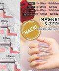 Magnetic Acrylic Nail Tip Cutter With Magnets For Precise Length And Quick Sizing showcasing measurement sizes and magnets.