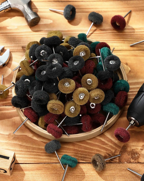 300 Pack 1 Inch Abrasive Wheels Buffing Polishing Burr Set For Rotary Tools With 2.35 Mm Shank Multi Color Collection