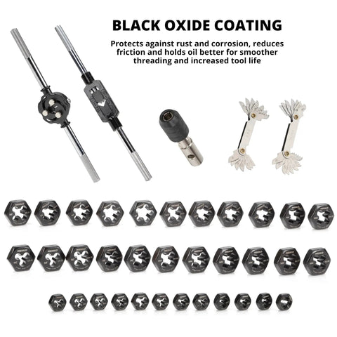 76 Piece Tap And Die Set For External And Internal Threads Rethreading Cutting And Repair Tool For SAE And MM Threads UNC UNF NPT