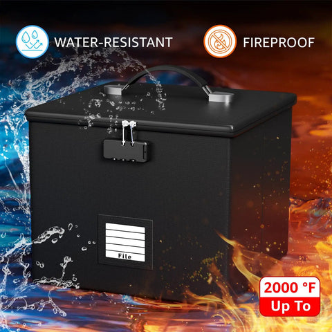 Heavy Duty Fireproof Document Box With Handle Portable Waterproof File Organizer For Papers