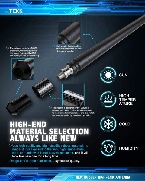 Carbon Fiber Short Antenna For Dodge Ram Trucks 1994 To 2026 1500 2500 3500 7.9 Inch Premium Flexible Rubber Direct Fit