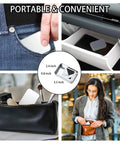 Eyeglass lens wipes; 200-count with 6 microfiber cloths in a metal tin; portable kit shown in pocket and car.