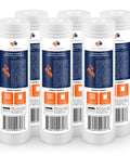 1 Micron Grooved Sediment Filter Cartridge 10 X 2.5 for Whole House Water Filtration High Surface Area PP Grooved Design 6 Pack