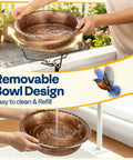 Top Shelf Deck Mounted Bird Bath Featuring Adjustable Heavy Duty Metal Clamp And All Weather Resistant Retro Bronze Finish Durable Plastic Basin Safe For Backyard Or Garden Use with removable bowl design.