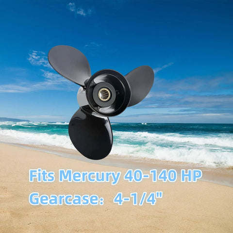 12 3/4 X 21 Pitch 3 Blade Aluminum Outboard Boat Propeller with Hub Kit 15 Spline Replacement for Mercury 40 to 140 HP