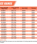 Size range chart for 4 Pack Heavy Duty Worm Gear Hose Clamps Adjustable Range One To One And Three Quarter Inches 25 To 45 Mm 304 Stainless Steel