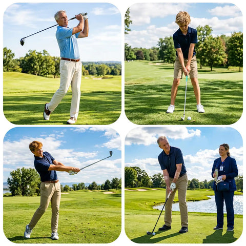 Golfers using Spiral Wrap Golf Grips 13 Pack A50 Wrap Series Midsize High-Tack Rubber Grips for enhanced control on course.