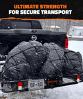 Heavy Duty Hitch Mount Cargo Carrier 60x24x6 Inches 2 Inch Receiver Folding Rack 500 Lbs Capacity All Weather Steel gear mounted on truck