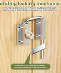 4 Inch Sliding Door Loop Lock With 90/180 Degree Install, U-Bolt Security Latch, silver, installed on wooden door, rustproof zinc alloy
