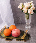 Top Shelf Four Pair Epoxy Resin Silicone Molds For Custom Bar Pull Handles And Cabinet Hardware DIY fruit tray with orange and apple.