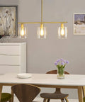 Rustic Industrial 3 Light Pendant Chandelier With Clear Glass Shades In Gold Finish Dope Modern Farmhouse Ceiling Fixture