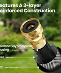 Close-up of Retractable Garden Hose Reel With Wall Mount Heavy Duty 50 Ft Hose showing 3-layer reinforced construction.