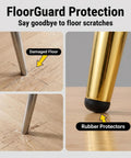 Heavy Duty 4 Inch Furniture Legs Set of 4 in Satin Gold with Rubber Floor Protectors preventing floor scratches, industrial steel build.