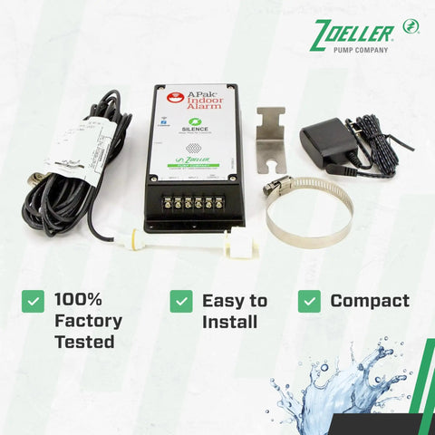 Indoor High Water Alarm System With Reed Sensor, Loud 80 DB Buzzer And Bright Red Visual Alert, Sends Text Email Or Push Notifications Via Z Control App, Monitors Basements Sump Pits Pump Rooms And Holding Tanks, 115 Volt With Battery Backup, compact kit