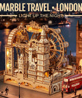 3D Wooden Puzzle For Adults Marble Run London Adventure 431 Piece Set Lets A Marble Cruise Past Big Ben Tower Bridge And The London Eye lit desk model