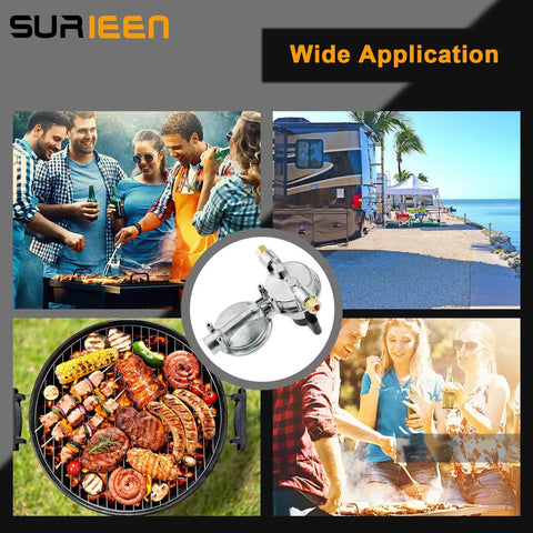 Surieen 2-stage LP propane gas regulator for RVs with auto changeover, dual-tank system