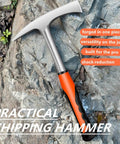 28oz Pro Grade Welding And Chipping Hammer with dual head and shock reducing handle on rocky background