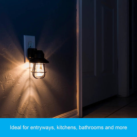Vintage LED Night Light Plug In Dusk To Dawn Sensor For Farmhouse Decor Cozy Vibe Mood Lighting and Ambient Home Lighting in Hallway