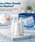 Premium Replacement Water Filters To Keep Your Daily Grind Running Tight 6 Pack Compatible With Barista Touch Oracle Dual Boiler And Claro Swiss Systems Replace Part Bes008Wht0Nuc1 on a marble countertop with a built-in date dial.