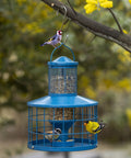 Metal Squirrel-Proof Bird Feeder With 2.8 Lb Seed Capacity, Cage Tube Seed Feeder With Tray, Outdoor Hanging For Backyards