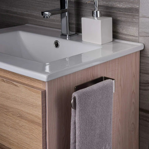 Bathroom sink setup with self adhesive stainless steel hand towel holder brushed finish wall mount towel ring bar SUS 304 rustproof
