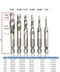 Six Piece Drill And Tap Bit Combo Set HSS High Speed Steel With 1 Quarter Inch Hex Shank For Quick Drilling And Tapping