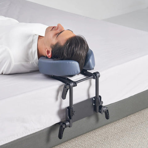 Home Mattress Top Massage Kit In Royal Blue With Adjustable Height From 3 To 17 Inches, includes headrest on mattress
