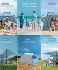 CumbreX Beach Tent Sun Shelter With Built In Canopy Pop Up 4 To 5 Person Beach Cabana Easy Setup UPF 50 Plus in various styles on beach