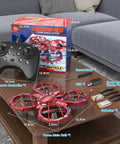 Kid Friendly Mini Drone With Remote Control, 360 Degree Flips, Three Speed Modes, One Button Takeoff And Landing shown with accessories.