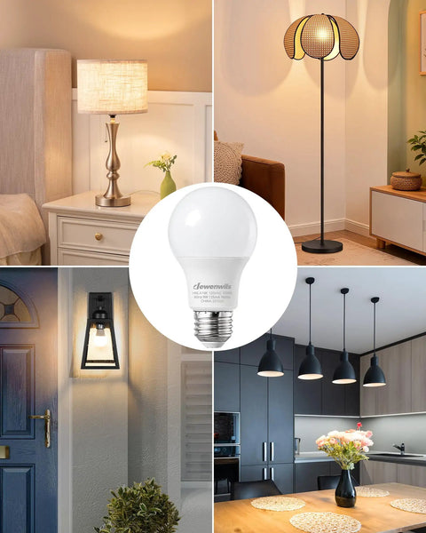 8 Pack A19 LED Light Bulbs 760 Lumens 3000K Warm White Energy Saving E26 60 Watt Replacement Non Dimmable UL Listed use cases