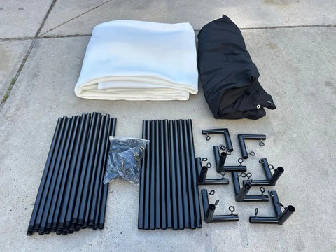 Complete Golf Practice Backdrop Enclosure Gear With Poles Corner Connectors Side And Top Netting Impact Screen And Carry Bag