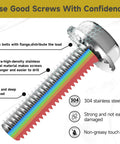 Detailed diagram of a hex bolt highlighting the 830 Piece Metric Bolt Kit With M6 M8 M10 Flange Hex Head Screws M6x1.0 M8x1.25 M10x1.5 304 Stainless Steel Serrated Nuts And Washers Flat And Spring Washers Grab And Go Hardware Set features.