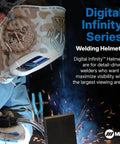 Welder using an Infinity Auto Darkening Welding Helmet With Light State And Four Arc Sensors, 13.4 Sq In Viewing Area, Lightweight Mask For Men