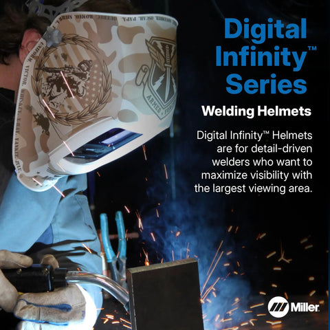 Welder using Digital Infinity Auto Darkening Welding Helmet With ClearLight 4x Lens, 13.4 Sq In Viewing Area in action