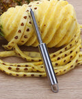 Two Pack Pineapple Eye Remover And Peeler Set Stainless Steel V Shape Pineapple Eye Cutter on sliced pineapple