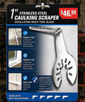 Workhorse Caulk Removal Tool With 1 Inch Serrated Blade For Oscillating Multitools packaging on display with price