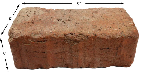 Veneer Stone Rubber Molds For Concrete Old World Brick Pavers Great For Patios And Walkways Two Brick Mold Each 9 Inch Long By 4 Inch Wide By 3 Inch Deep Recycled Material 12 Inch By 12 Inch By 4 Inch brick shown with dimensions front view