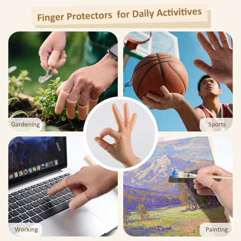 Gel Finger Protectors For Dry Skin And Cracked Fingertips Silicone Finger Cots used in gardening, sports, typing, and painting