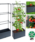 Two Pack Raised Garden Bed Tomato Planter Box With Trellis 43.4 Inch Self Watering Cage for Climbing Plants Veggies Flowers and Vines